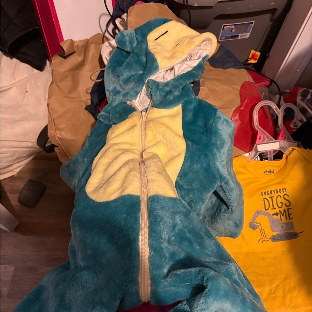 Teal and Yellow Plush Onesie